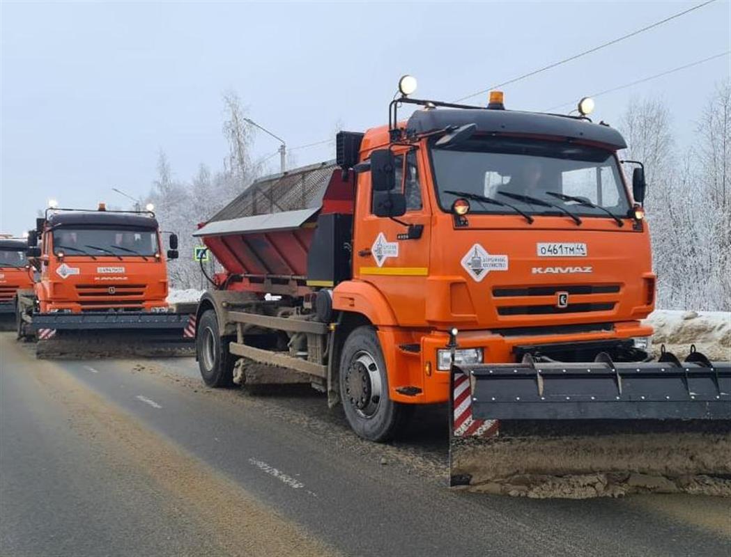 Дорожные службы чистят улицы Костромы после снегопада
