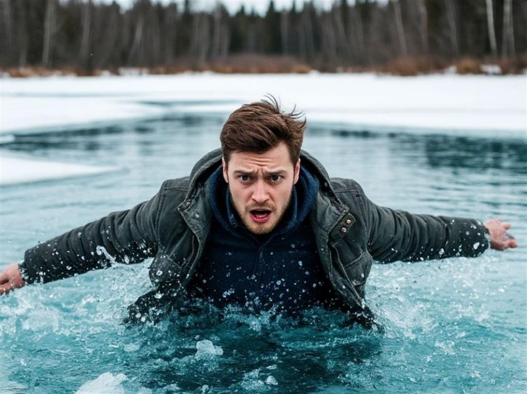 Мужчина провалился под лёд на реке Костроме