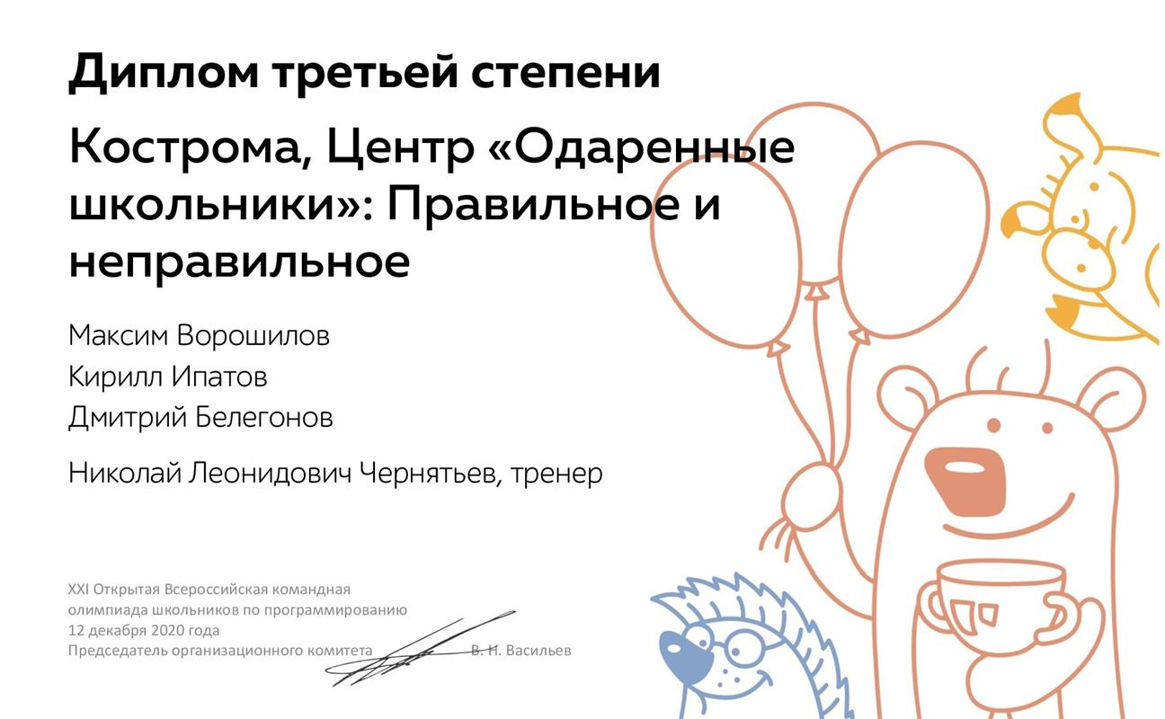 Костромские школьники стали дипломантами Всероссийской олимпиады по программированию