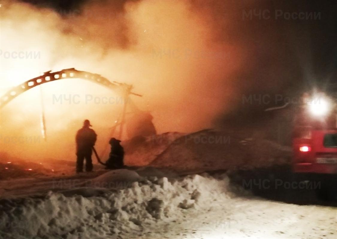 В Костромской области пожарные спасли из горящего ангара 15 быков и 80 овец
