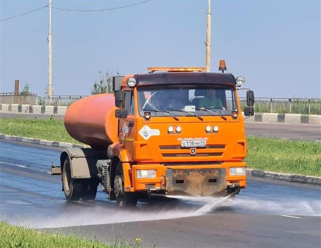 В жару коммунальные службы усиливают меры по сохранности асфальта на дорогах Костромы 
